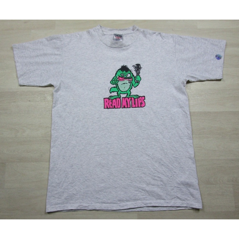 Vintage 90s Green Monster "Read My Lips" T Shirt Men's (XL) Humor Single Stitch